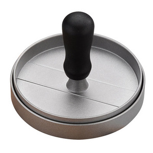 Presse à hamburgers en aluminium antiadhésive, écologique, finition miroir argentée, design simple, avec papier sulfurisé - Product Image 3