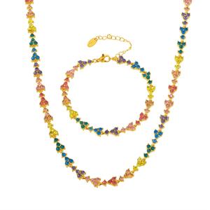 Collar de Tenis de Lujo de Acero Inoxidable con Baño de Oro de 18K, Diseño de Flor con Circonita Cúbica, Joyería de Moda para Mujer - Product Image 2