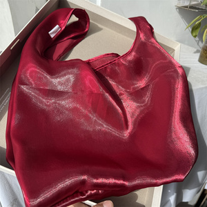 Bolsa de Compras de Organza Transparente Brillante CH con Logotipo Personalizado, Bolsa de Mano de Organza para Mujer, Linda Bolsa de Mano de Tela de Poliéster Transparente - Product Image 6