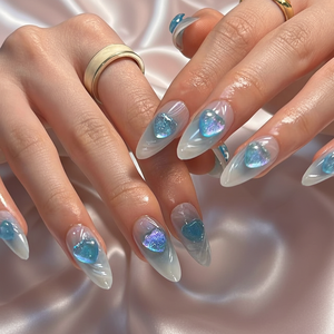 <span class=keywords><strong>Uñas</strong></span> Postizas Semimanuales de Estilo Refrescante en Azul Marino y Blanco Leche, Gel <span class=keywords><strong>Relieve</strong></span>, Venta al Por Mayor a <span class=keywords><strong>Bajo</strong></span> Precio - Product Image 1