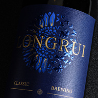 Etiquette de bouteille de vin de luxe à impression personnalisée Rouleau d'étiquettes autocollantes en relief pour bouteille de vin rouge en papier à texture mate et feuille d'or
