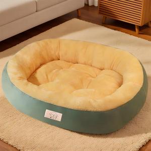 Coussin ovale pour animaux de compagnie en velours côtelé vert, tapis doux pour chien, design moderne, utilisable toute l'année - Product Image 2