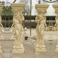 Ensemble de colonnes et d'arches en travertin jaune, sculptées à la main, avec chapiteau corinthien, pilier en pierre, arcade pour église, portique, entrée de villa, OEM