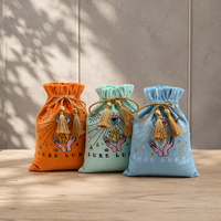 Sac de rangement pour cartes de tarot en velours brodé avec cordon de serrage personnalisé pochette d'emballage en tissu velours pour nappe cadeau dés bijoux divination