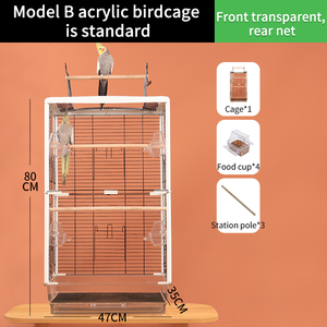 Şeffaf Görünümlü Büyük Zarif ve Dayanıklı Ferforje Papağan Kafesi, Oyun Alanı Açık Üstlü ve Çekmeceli Tepsi, Ev İçin Kuş Gösteri Kafesi - Product Image 6