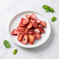 Gefreeze-droogde aardbeienplakjes, zoete bulk gedroogde fruitsnack, cake, yoghurttopping, FD-geverfd, natuurlijke rode kleur