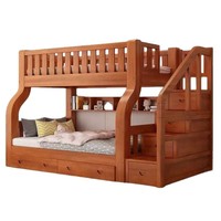 Lit superposé double style minimaliste en bois massif pour adultes et enfants, idéal pour dortoir familial