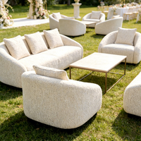 Canapé d'événement en forme de U, une place, en tissu de lin blanc, élégant, moderne et minimaliste, pour mariage