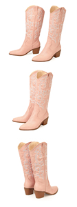Nouvelles Bottes de Cowboy Western à Talon Épais 2024, Bottes de Chevalier Brodé Style Rétro Mi-Mollet Grande Taille pour l'Équitation - Product Image 6