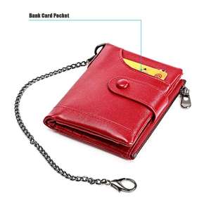 Nouvelle mode pour hommes, portefeuille court en cuir de vache véritable, anti-RFID, portefeuille rétro multifonction, portefeuille décontracté pour affaires avec fermeture éclair - Product Image 5