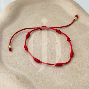 Top Selling Christian Bohemian Lucky Red String Seven Knots Braided Wrap <b>Bracelet</b> Silver Plated Gift - Product Image 2