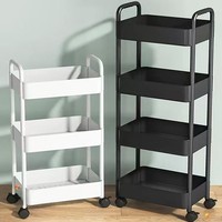 Double accoudoir mobile Sac en métal Chariot de rangement des aliments Chariot roulant en plastique polyvalent pour la maison Salle de bain Stockage des légumes