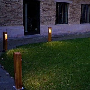 Boîte d'éclairage en acier Corten, lampe extérieure en métal pour utilisation en place publique - Product Image 5