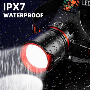 Lampe frontale LED numérique 30W 1000 lumens, étanche, pour randonnée, camping, avec capteur, portée 1000m, autonomie de la batterie - Product Image 4