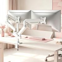 Soporte Ergonómico para Monitor con Doble Resorte de Gas, Ajustable en Altura, para Monitores de 19, 21, 25, 27 y 32 Pulgadas