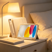 Étui de protection en cuir blanc triple pliage en TPU fabriqué au Guangdong 10,04x7,6 cm compatible avec iPad Air 6 11/13 pouces iPad Pro 2024