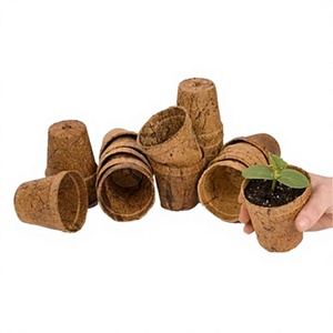 Pots à fleurs en fibre de coco biodégradables et écologiques pour plantes vertes de jardin, design carré minimaliste, non enduits, avec trou de drainage - Product Image 1