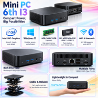 Pasokan Massal Mini PC Intel i3-6100U Opsional RAM DDR3 8/16/32GB, Dukungan WIFI5, Slot SSD M.2 Ganda, Port HDMI RJ45 USB Type-C