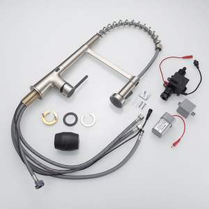 Robinet mélangeur de cuisine DB, monocommande, douchette extractible, capteur sans contact, nickel brossé, acier inoxydable 304, montage sur plan - Product Image 3