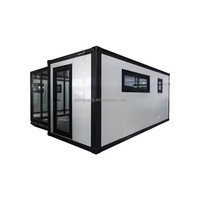 Extérieur Conteneur extensible Maison préfabriquée Mur rideau en verre poussoir préfabriqué en acier et panneau sandwich latéral
