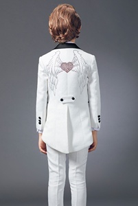 Enfants smoking porter Style moderne Western passerelle <span class=keywords><strong>blanc</strong></span> 5 pièces grand garçon fête de mariage hôte garçon costumes - Product Image 5
