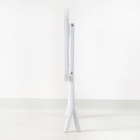 Table d'appoint carrée pliable en verre ondulé, avec pieds en X en métal, pour patio extérieur