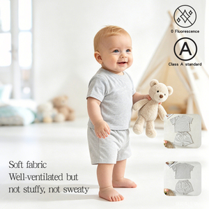 Set di <span class=keywords><strong>Abbigliamento</strong></span> per Neonato 100% Cotone Casual <span class=keywords><strong>Estivo</strong></span> 2 Pezzi Manica Corta per Bambini Piccoli Vestiti per Neonati <span class=keywords><strong>Abbigliamento</strong></span> per Bambini - Product Image 2