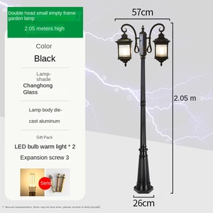 Lampadaire de jardin extérieur en fer avec abat-jour en verre LED, lumière blanc chaud 2700K, IP66, non-démontable, AC 220V, capteur de mouvement, alimenté par énergie solaire, 10 ans de garantie - Product Image 3