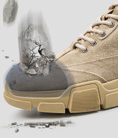 Sepatu Keselamatan Baja Anti-Tusuk Anti-Hantaman Berkualitas Tinggi, Model Low Cut, untuk Industri Pertambangan, Bagian Atas Suede Imitasi, Sol Baja, Cocok untuk Musim Panas