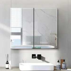 Design moderno alumínio armário armazenamento medicina armário espelho do banheiro