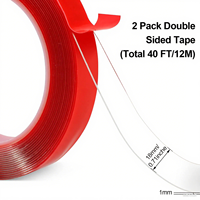 Colle à solvant D/S de haute qualité adhésif Transparent polyvalent couleur rouge clair ruban Double face rouleaux forme ruban acrylique