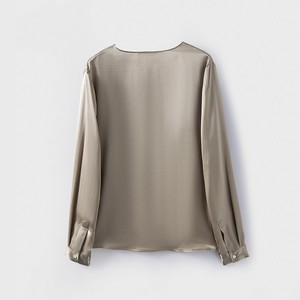 Camicie da donna di alta qualità in <span class=keywords><strong>seta</strong></span> con bottoni a manica lunga da ufficio con scollo a V Casual Business top in raso di <span class=keywords><strong>seta</strong></span> - Product Image 6
