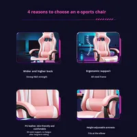 Chaise de jeu ergonomique rose et blanche avec repose-pieds extensible, design moderne en cuir pour utilisation sur ordinateur