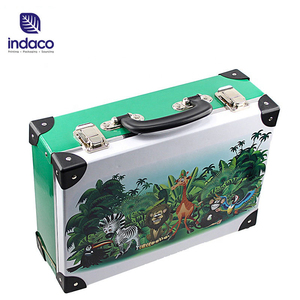 Custom Cartoon Jungle Animal Print Cardboard Suitcase Gift <b>Box</b>, Kids Hard Paper Storage <b>Box</b> With Handle <b>Lock</b> Corner Protector - Product Image 2