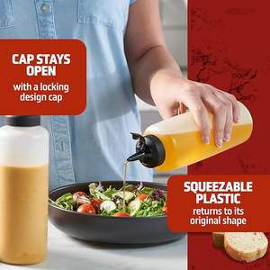 Bouteilles à presser de soja pour condiments Bouteilles de sauce à verser faciles de 16 oz avec bouchon à pression étanche Bouteilles à presser pour sauces - Product Image 5