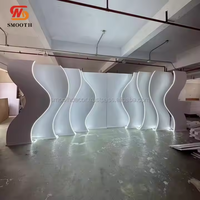 Panel de Luz LED de Fondo con Forma de Ola de Lujo SMS, Panel de Pared con Luz LED Curva Blanca de Neón para Decoración de Escenarios de Bodas y Eventos
