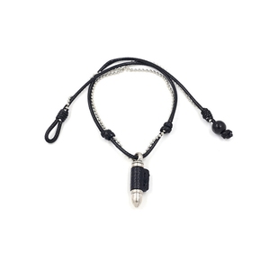 时尚饰品复古合金子弹形吊坠项链绳编织男士短颈链 - Product Image 4