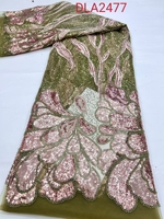 Tissu africain de mariage de qualité supérieure, motif de luxe perlé, Tulle nigérian, paillettes, tissu en dentelle