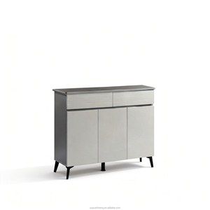 Zapatero Moderno <span class=keywords><strong>de</strong></span> Madera con Cubierta <span class=keywords><strong>de</strong></span> Azulejos <span class=keywords><strong>de</strong></span> Cerámica, Tablero <span class=keywords><strong>de</strong></span> MDF <span class=keywords><strong>de</strong></span> 15 mm, Patas <span class=keywords><strong>de</strong></span> Metal, Color Gris Claro, Bloque <span class=keywords><strong>de</strong></span> Color, 2 Cajones, 3 Puertas <span class=keywords><strong>de</strong></span> Armario - Product Image 1