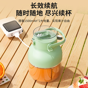 Smart Mini Juicer Cup 4 Blade Stainless Steel Portable <b>Wireless</b> Rechargeable Fruit Juice Maker With Dual Lid For Fresh Smoothie - Product Image 4