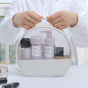 Bolsa de maquillaje con cierre de cremallera para mujer, súper popular, de gran capacidad, portátil, transparente, impermeable, para viaje - Product Image 1