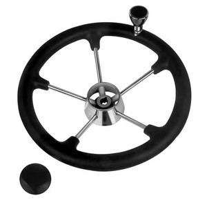 Accessoires de bateau, matériel marin, volant en acier inoxydable noir avec mousse PU et poignée antidérapante pour yacht - Product Image 5