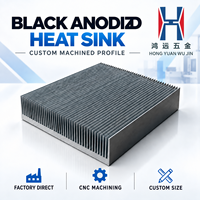 Dissipateur thermique personnalisé en aluminium anodisé usiné CNC (fraisage et perçage) avec ventilateur pour le refroidissement des boîtiers électroniques