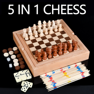 Tablero de <span class=keywords><strong>Ajedrez</strong></span> de madera 5 en 1 personalizado, juego de viaje portátil hecho a mano, juego con ranuras de almacenamiento de piezas para principiantes para niños y adultos - Product Image 3