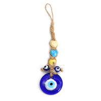 Lucky Eye perle colorée gland corde tressée suspension murale verre bleu mauvais œil pendentif décoration pour la maison salon voiture