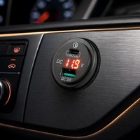 Prise QC3.0 ON/OFF avec Voltmètre Rouge, Chargeur USB pour Moto, Chargeur USB Type C pour Téléphone, GPS, Caméra