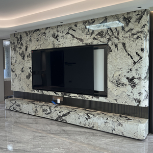 Hiện đại tấm TV tính năng tường | sang trọng mô hình bằng đá cẩm thạch với gỗ & thép điểm nhấn - Product Image 2