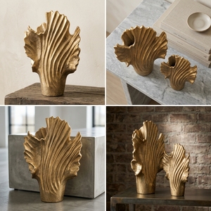 Conjunto de Esculturas Onduladas Doradas Modernas - Decoración Artística de Metal Fundido para el Hogar y Adornos para Mesa de Centro (29 CM X 37 CM) - Product Image 6