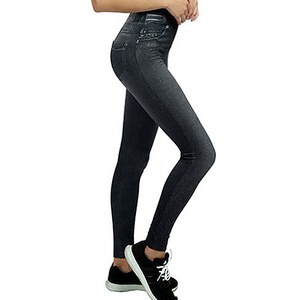 Mallas vaqueras de imitación para <span class=keywords><strong>mujer</strong></span>, pantalones largos ajustados con cintura elástica, realce de caderas, bolsillos estampados, alta elasticidad, sin costuras, novedad - Product Image 3