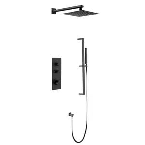 Dlsen Merk In Muur Soorten Regen Douche Mengkranen Systeem Matte Black Verborgen Douche Systeem Set Voor Hotel Badkamer